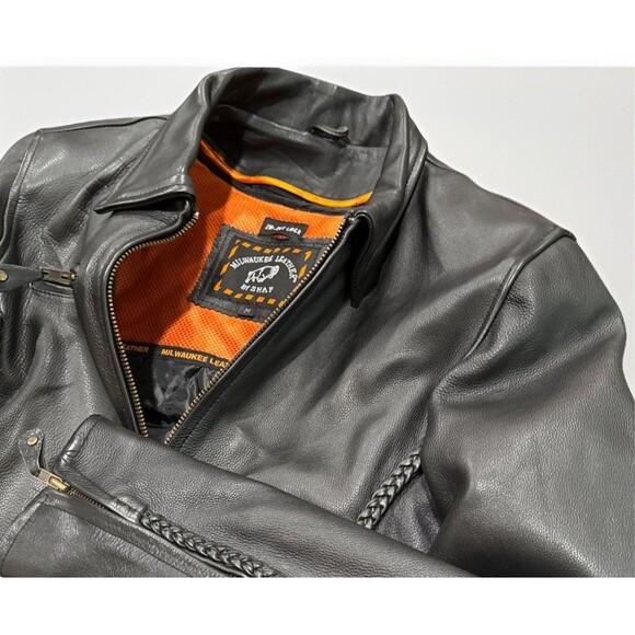 Milwaukee Leather Women’s M Black Motorcycle Jacket Zip-Out Liner Braided Sides - Picture 1 of 16